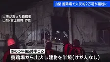 養鶏場で火災　2万1000羽のほとんどが死んだか　「ガスボンベが燃え建物に延焼」と通報　山梨・富士川町