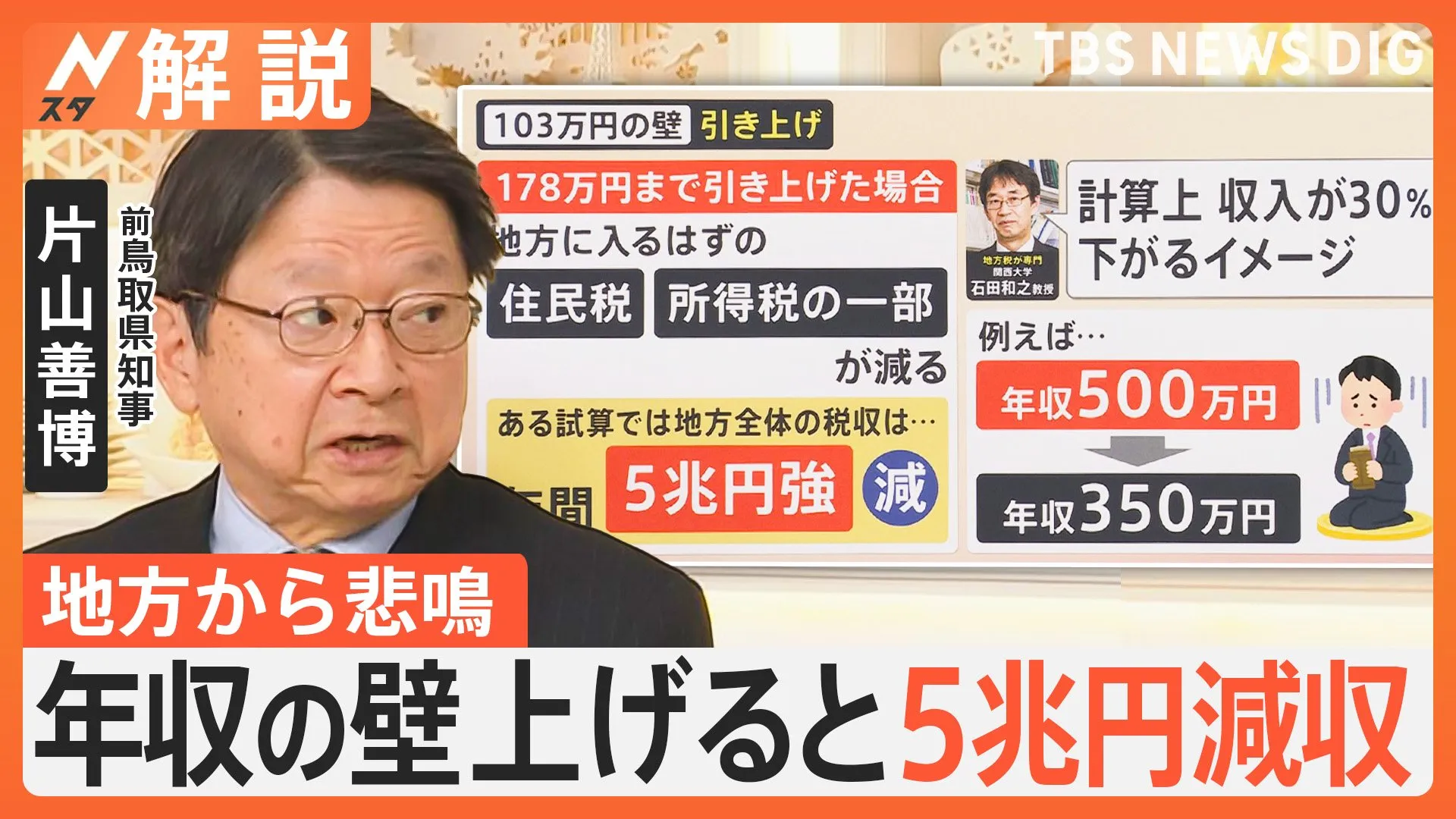 片山元総務大臣が裏側語る…総務省から“根回し”あった？ 年収の壁上げると5兆円減収、地方から悲鳴「財政破綻」【Nスタ解説】