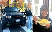 【 新山千春 】　ランクルタクシーで町中華の名店へ　「高校生の時に近所に住んでいて　本当によく通わせてもらったお店！　兆徳♡」