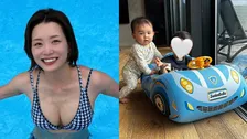 【 蜂谷晏海 】　家族4人で「遅めの夏休み」 雨のプールでビキニ姿披露「家族みんなで一緒にいられたらなんでも楽しいね〜！」
