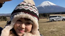【 リンドバーグ 】渡瀬マキさん「初デイキャン」は富士山の麓で着ぶくれ大ジャンプ　ビール掲げてご満悦