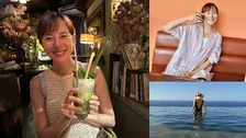 【 比嘉愛未 】「おかえりなさい」故郷・沖縄で過ごした夏の写真を公開　砂浜を素足で歩く後ろ姿やウインク姿