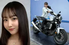 【 丸りおな 】　バイク女子　「HONDAのCB1000F」と笑顔　「Honda Dream Cafeに行ってきました！！」