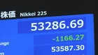【速報】日経平均株価　一時1100円超下落