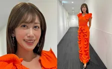 【 中川安奈 】 「MCをつとめさせていただきました❤」　オレンジ衣装のオフショット公開　「贅沢なひとときをありがとうございました」