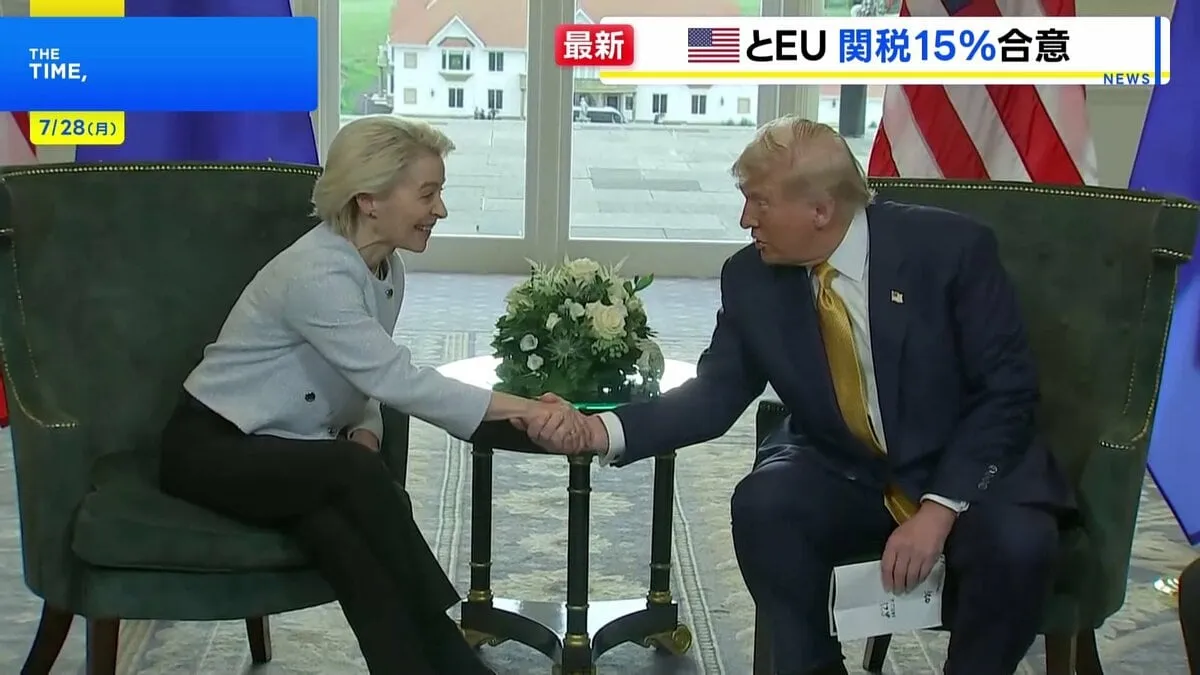 アメリカ・EUが「トランプ関税」めぐる交渉で合意　対EU関税は30→15%に