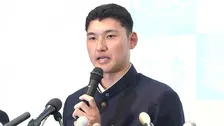 日本ハム1位指名 菰田陽生「二刀流を挑戦、日本ハムに入れるのは自分にとってもプラス」笑顔で会見【ドラフト会議】