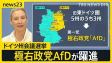 極右政党AfDが躍進…ドイツ州議会選挙 北東部では第一党確実に 背景に東西の“経済格差”も【news23】