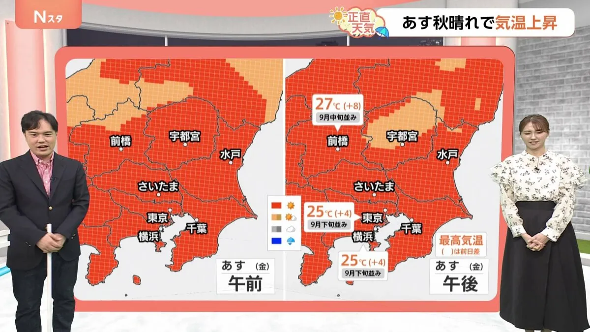 【10月17日 関東の天気】 あす1週間ぶりの秋晴れ