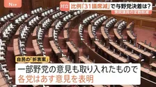 自民党提示の比例31議席削減「折衷案」で決着は？ 焦点は国民民主党の対応 27日に各党が意見表明へ