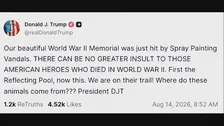 米・ワシントンの第二次世界大戦の記念碑に落書き　トランプ大統領「これ以上の侮辱はない」