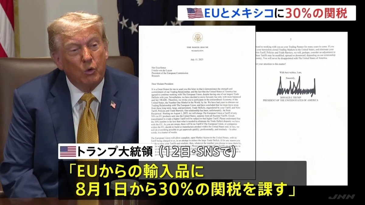トランプ大統領、EUとメキシコに30％の関税表明　EU委員長「あらゆる手段講じる」