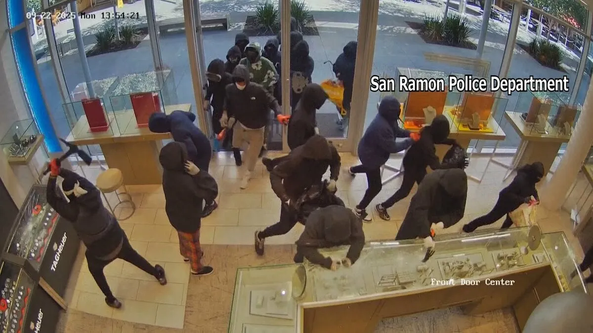 宝石店を20人超の“覆面強盗”が襲撃！ショーケースをハンマー・ツルハシで破壊し商品を根こそぎ持ち去る【アメリカ・カリフォルニア州】