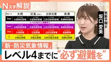 あなたの命守る「新・防災気象情報」とは、紫のレベル4（危険警報）までに必ず避難を【Nスタ解説】