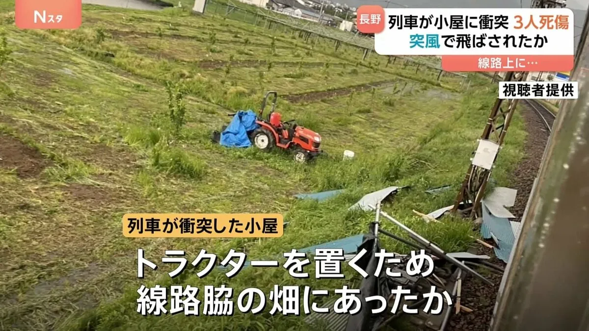 長野電鉄3人死傷事故　列車と衝突したのは突風で飛んだ農機具小屋か　運輸安全委員会・気象庁が調査