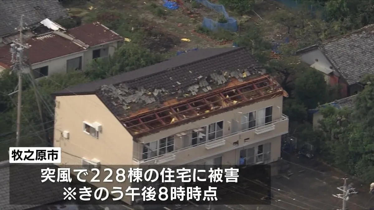 静岡県で突風　228棟で屋根が飛ばされるなどの被害　きょう現地調査