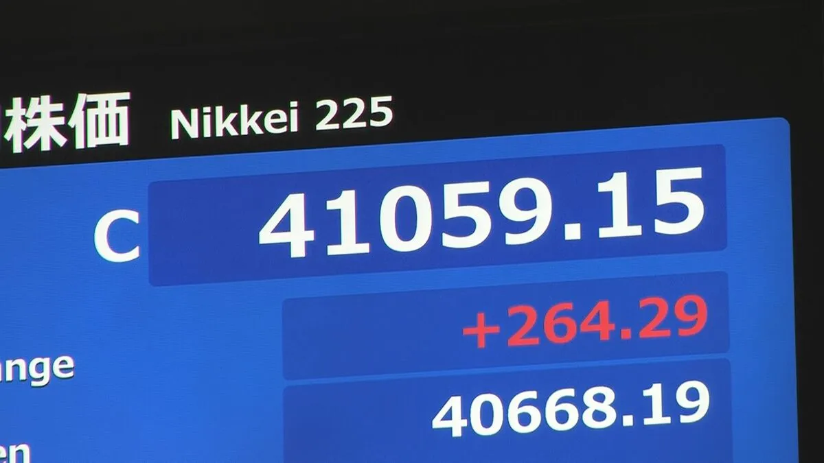 日経平均株価 終値4万1059円　4万1000円台での取引終了は7月31日以来、1週間ぶり　TOPIXは一時、取引時間中の最高値を更新