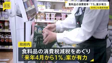 来年4月から1％案が政府内で有力に　食料品の消費税減税めぐり　月内にも最終判断の見通し