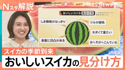 表面に凹凸がある、しま模様がハッキリしている、ツルが緑色…おいしいスイカの選び方【Ｎスタ解説】