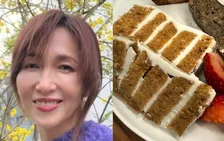 【 工藤静香 】 「タンパク質ケーキ！笑」　手作りスイーツを紹介　「ヨーグルトでサンド、マスキング。はちみつをかけて食べてもGood 」