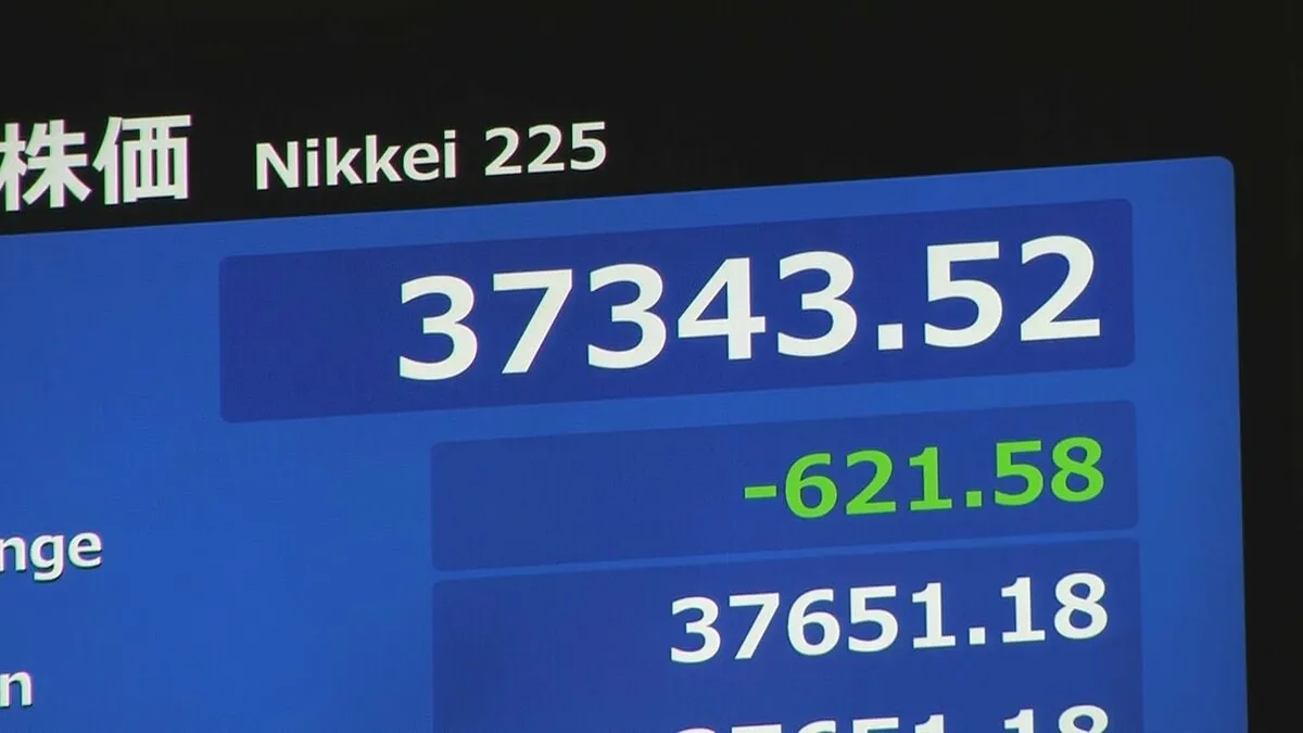 日経平均株価が一時600円以上値下がり