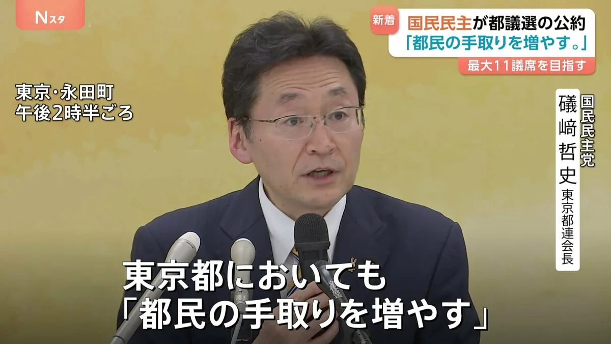 「都民の手取りを増やす。」国民民主党が東京都議会選挙の公約発表　最大11議席の獲得目指す