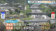 3連休最終日　首都圏の高速道路　上りで最大35キロ混雑の予想　渋滞ピークは午後3時以降の見込み