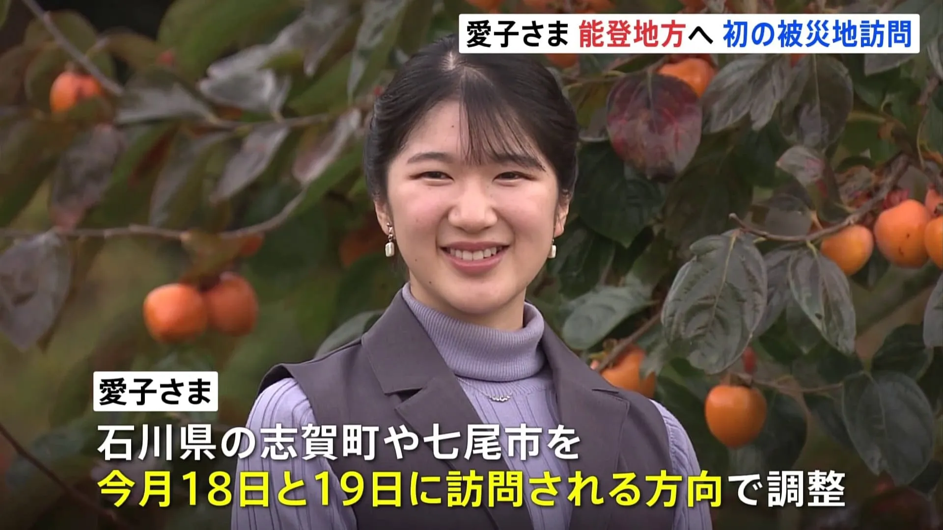 愛子さま初の被災地訪問へ　5月中旬に能登地方の志賀町や七尾市で能登半島地震の復興状況を視察　