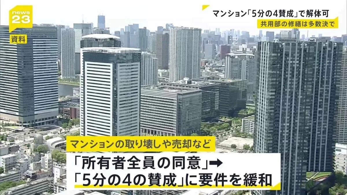 「改正マンション管理適正化法」参院本会議で成立　“5分の4の賛成”で取り壊し可　共用部の修繕は“多数決”で