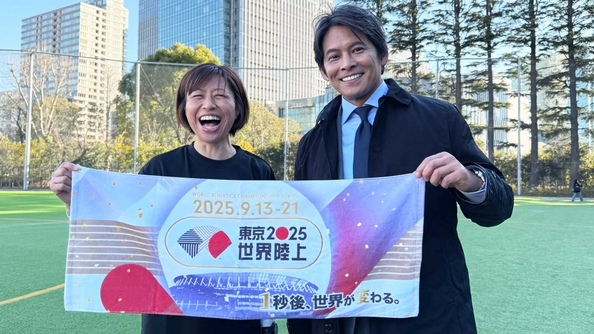 織田裕二「羨ましいなって。スーパーアスリートですよ」福士加代子とスペシャル授業“東京2025世界陸上”開幕まで200日