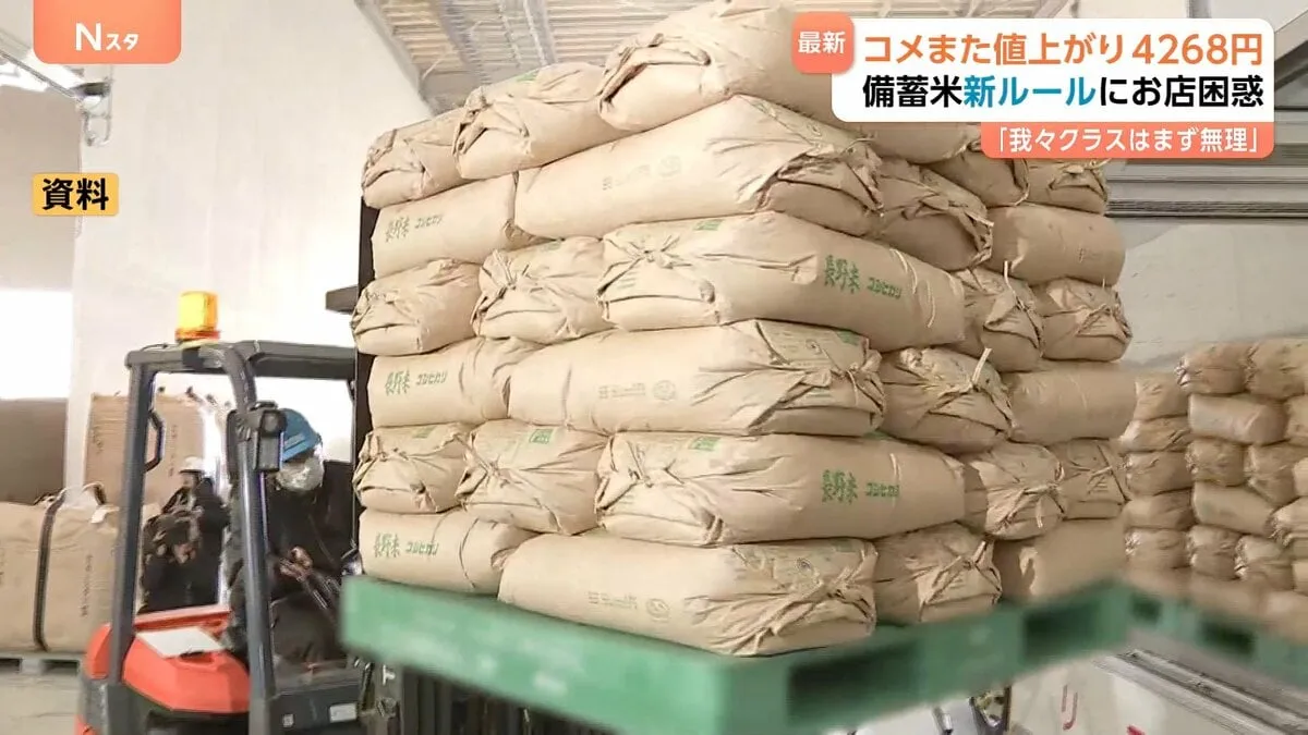 コメまた値上がり+54円 5キロ4268円 前週値下がりもわずか1週間で上昇 備蓄米新ルールにお店困惑「大きなお店は別だが我々クラスは無理」
