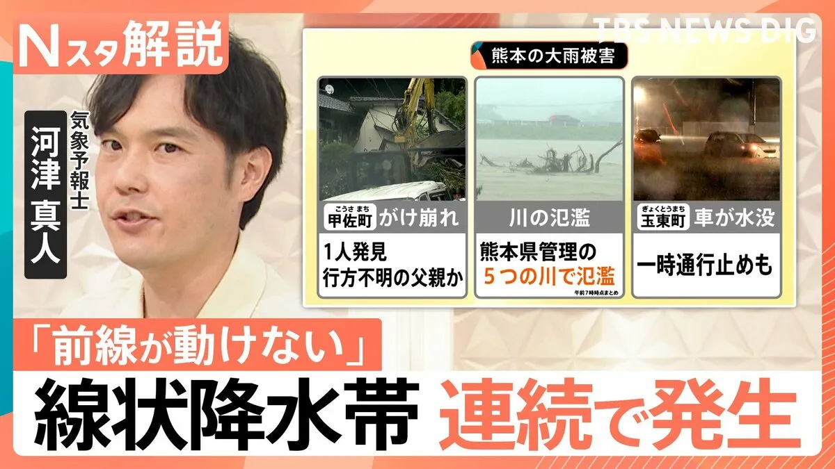 大雨で九州各地に甚大被害「梅雨末期のような状態」なぜ線状降水帯が連日発生？その原因は「動けない前線」【Nスタ解説】