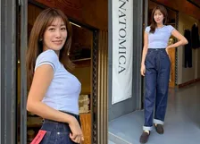 【 中川安奈 】　マリリン・モンローが愛した「Levi's 701」モチーフのデニムとの出会いを報告　「あ〜沼から抜け出せません♡」　イニシャル入りのレザーパッチに感激