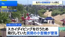 フランス東部で小型機墜落 11人死亡 スカイダイビングのため飛行、離陸直後に垂直に落下したという目撃情報も
