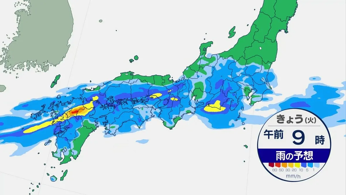 九州北部で線状降水帯発生のおそれ　大雨・土砂災害など厳重警戒　九州～関東で雨足強まる所も