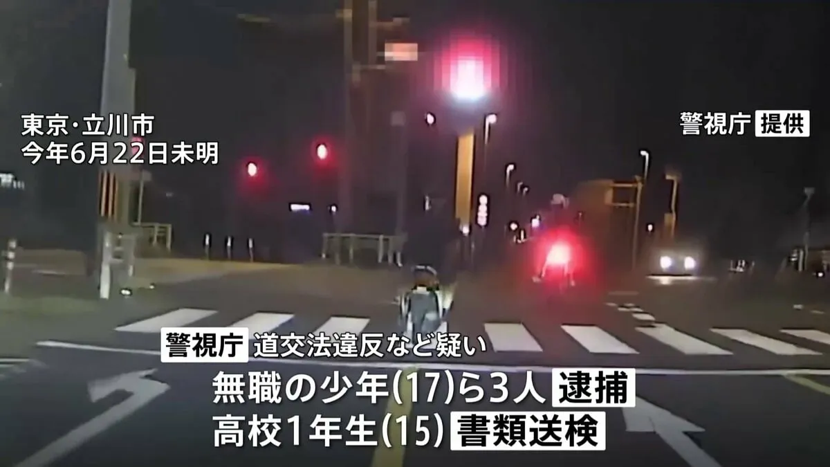 「パトカーに追いかけられテンションが上がり…」挑発するように蛇行運転も 約3キロにわたり信号無視や危険な走行繰り返したなどとして少年4人摘発　警視庁