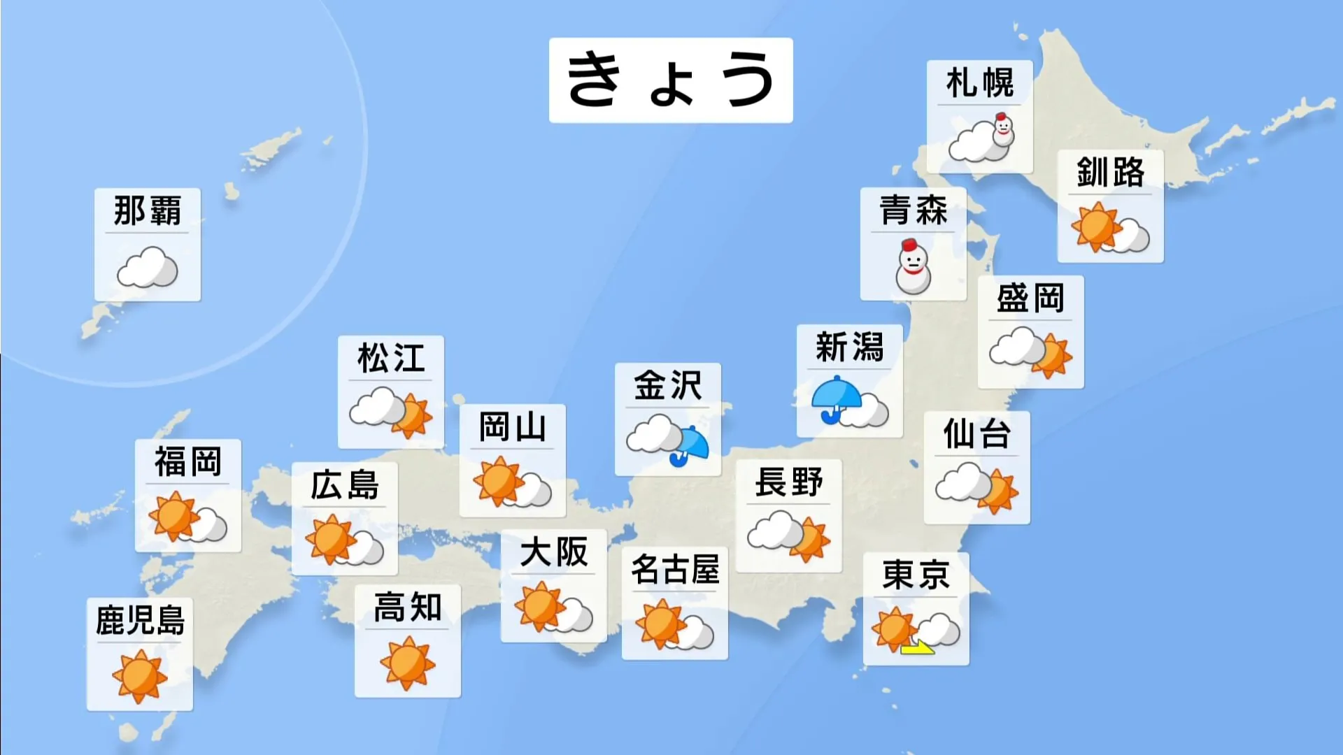 【1月2日きょうの天気】太平洋側は晴れて空気が乾燥　北陸では発雷に注意　月曜日は太平洋側でも久々に雨が降る見込み