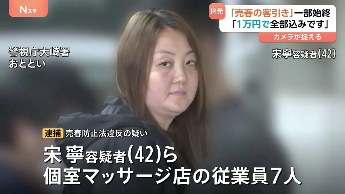 「常連さんなるかもしれないから…」東京・五反田の個室マッサージ店の従業員ら男女9人を逮捕 約3億5000万円売り上げ 警視庁