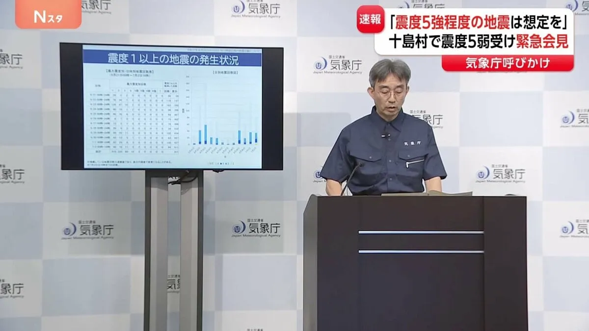 「震度5強の揺れは想定して」鹿児島県十島村で震度5弱　トカラ列島近海の群発地震　震度1以上は911回に　気象庁