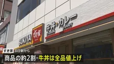 「すき家」牛丼を全品30円値上げ 並盛450円→480円（税込み） 今月8日から　去年の値下げから一転 値上げに