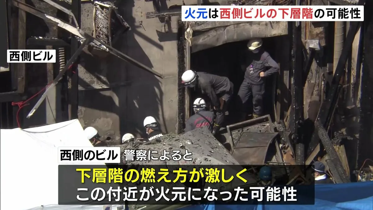 西側ビルの下層部分が火元か　消防隊員2人死亡の道頓堀ビル火災　2人の死亡推定時刻は現場到着し活動始めてから約10分後　大阪