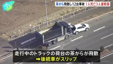 トラックの荷台から茶がら飛散　後続車がスリップするなどし12台が絡む事故　4人救急搬送され78歳の男性死亡　栃木県佐野市の国道50号