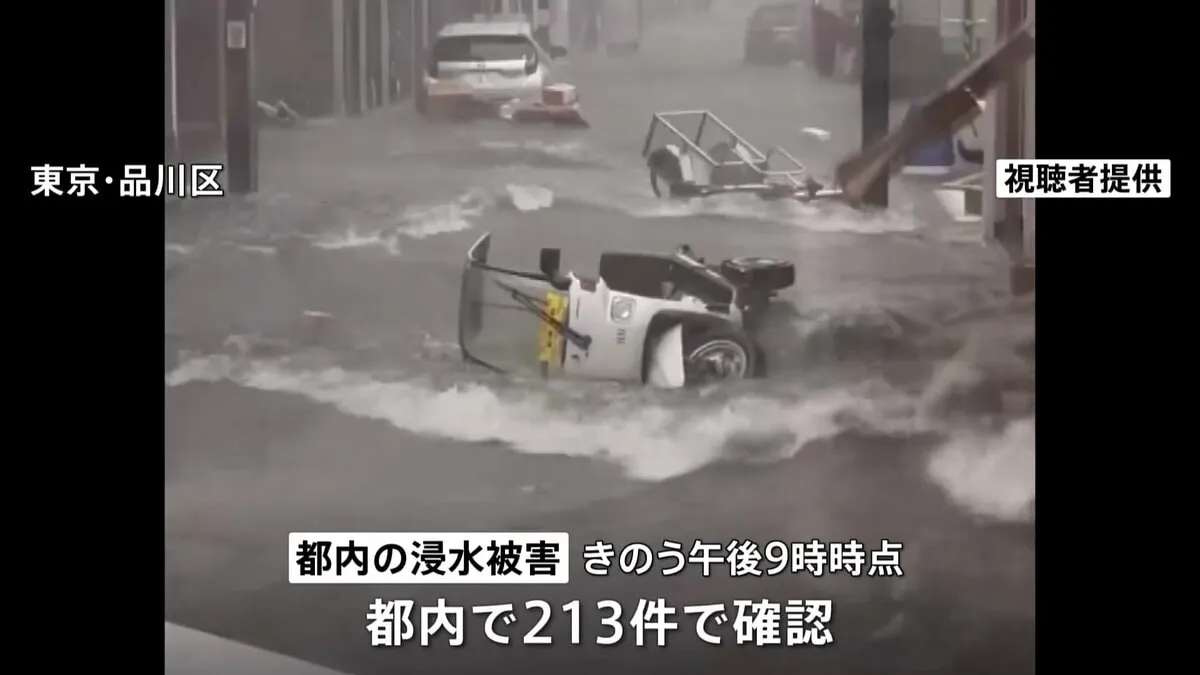 大雨の傷跡残る…東京や神奈川で「記録的短時間大雨情報」 200件以上の浸水被害確認　空の便でも影響続く JAL･ANAで計129便欠航