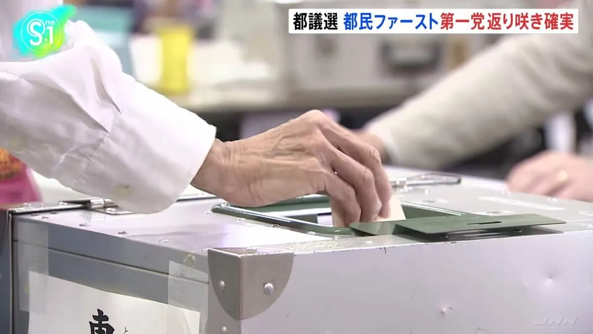 都議会議員選挙　都ファが第一党返り咲き確実　自民大幅減の見通し