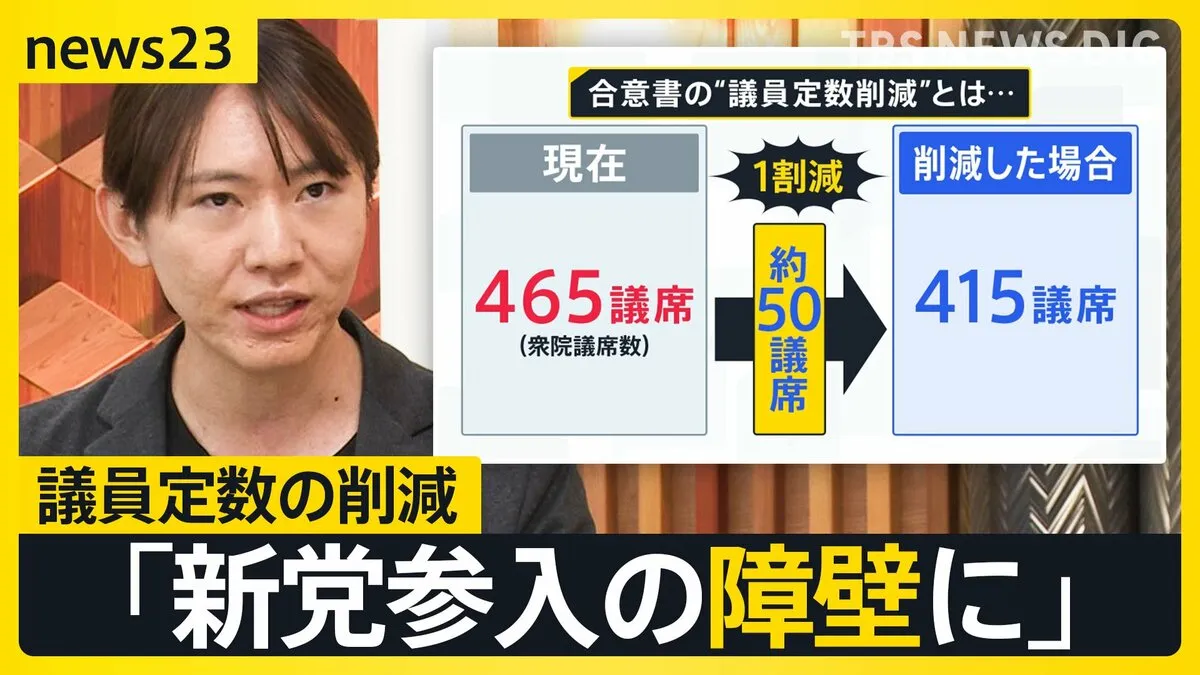 「議員定数の削減」は少数政党に影響　チームみらい・安野党首に聞く、合意に笑み…高市氏が初の“女性総理”を確実に　自民・維新が連立政権樹立へ【news23】