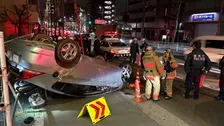 【速報】パトカーが追跡した乗用車が別の車に追突し横転…車に乗っていた2人は逃走　警視庁が行方追う　東京・杉並区