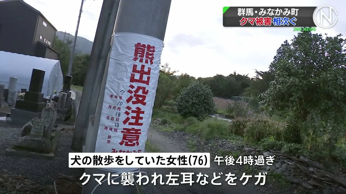 【速報】群馬・みなかみ町でクマ被害相次ぐ　犬の散歩をしていた76歳女性もクマに襲われけが　左耳などをひっかかれる