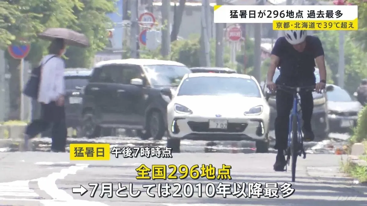 全国296地点で猛暑日 京都・福知山市では今年最高の39.4℃ 7月としては異例の暑さ