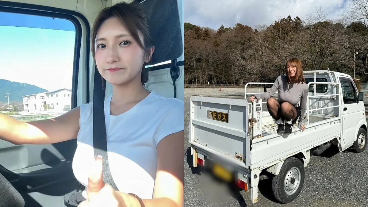 【三田悠貴】「愛車は軽トラ三田悠貴です」軽トラの“華麗なマニュアル運転”披露　「軽トラと言えば三田さん」「かっこいい」など反響
