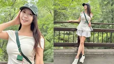 【 気象予報士・穂川果音 】　オフショル×ショートパンツで魅せる涼しげな「森林浴コーデ」を披露　台風17号への注意呼びかけも